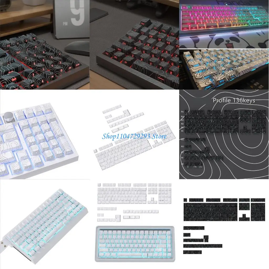 

Y2GD 136PCS Line Carved Keycaps Side Engraves For Mechanical Keyboard Upgrades for Gamers and Typists