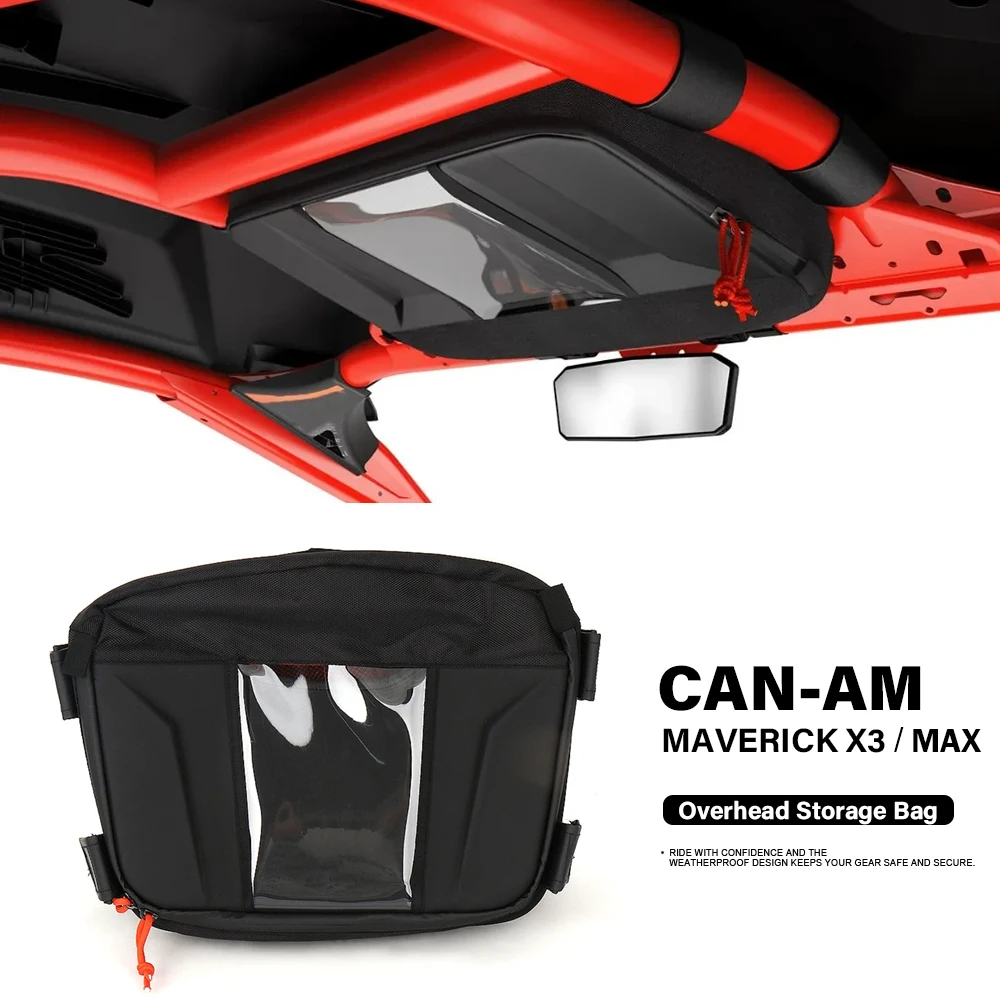 

For Can-Am Maverick X3 MAVERICK X3 MAX 2017- Overhead Storage Bag Center Roof Top Map Bag Tool Organizer Bag UTV Roof Bag