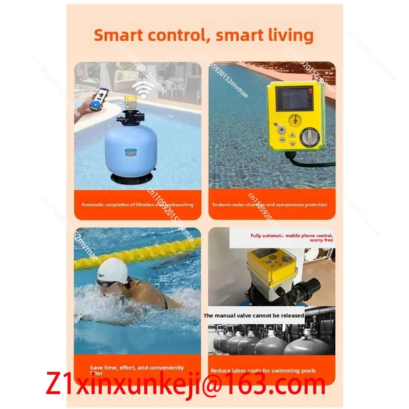 Smart WiFi 6 Position Backwash Valve for Automatic Pool Filter Cleaning, 110V-240V Wide Voltage Multi Port Plumbing System