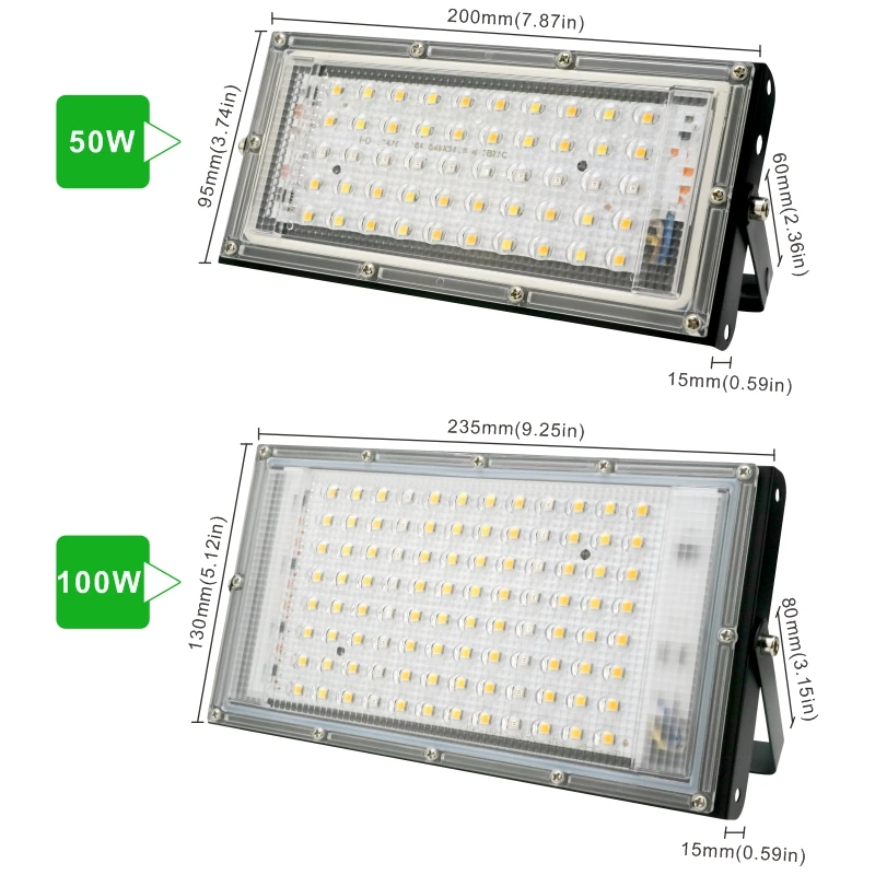 LED Grow Light 50W 100W Plant Growing Lamps Sunlight Phyto Lamp for Greenhouse Indoor Veg and Bloom 220V Sunshine Floodlight