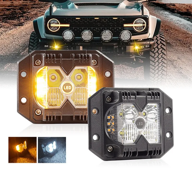 

Светодиодный бампер с боковым шутером, задний заподлицо, рабочий фонарь для внедорожного грузовика, мотоцикла, UTV, внедорожника, трактора, 4x4, лампа для лодки, 12 В 24 В