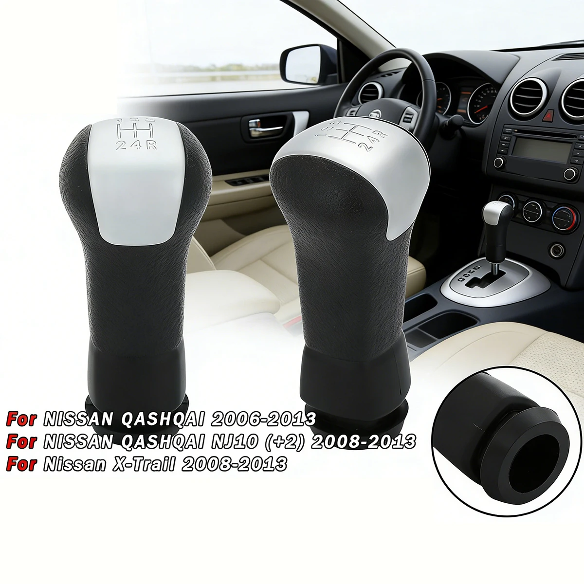 

5-Speed Manual Shift Knob For Nissan Qashqai NJ10 (+2) X-Trail 2006-2013 Aluminum Alloy Gear Stick Replacement