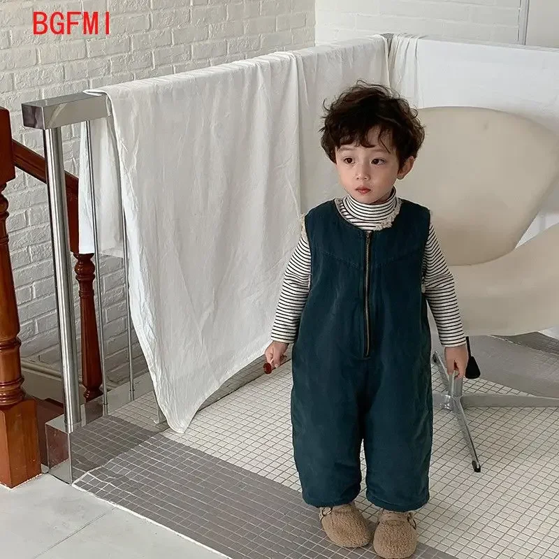 Tuta per bambini Più Velluto Addensare Pantaloni caldi invernali Bambini Ragazze Pantaloni foderati in pile Ragazzi Moda Cargo Tute e pagliaccetti