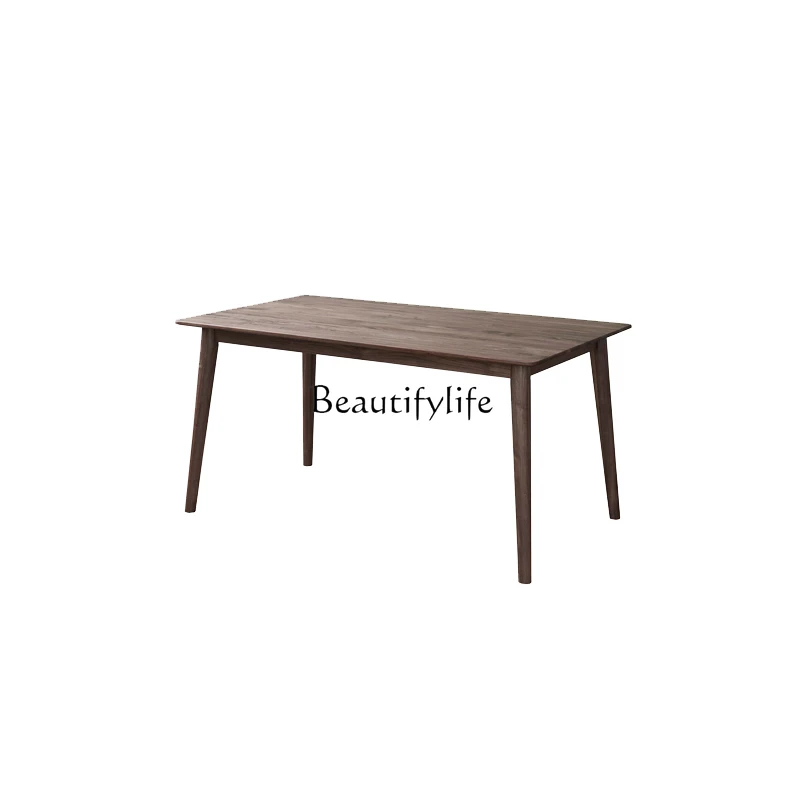 

Nordic Solid Wood New Chinese Style Black Walnut Wood Table Rectangular Restaurant Log Dining Table