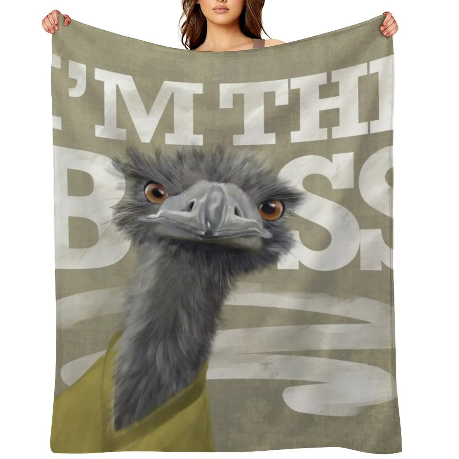 

Ostrich. I'm the Boss! Throw Blanket valentine gift ideas Sofa Quilt Giant Sofa Multi-Purpose Blankets