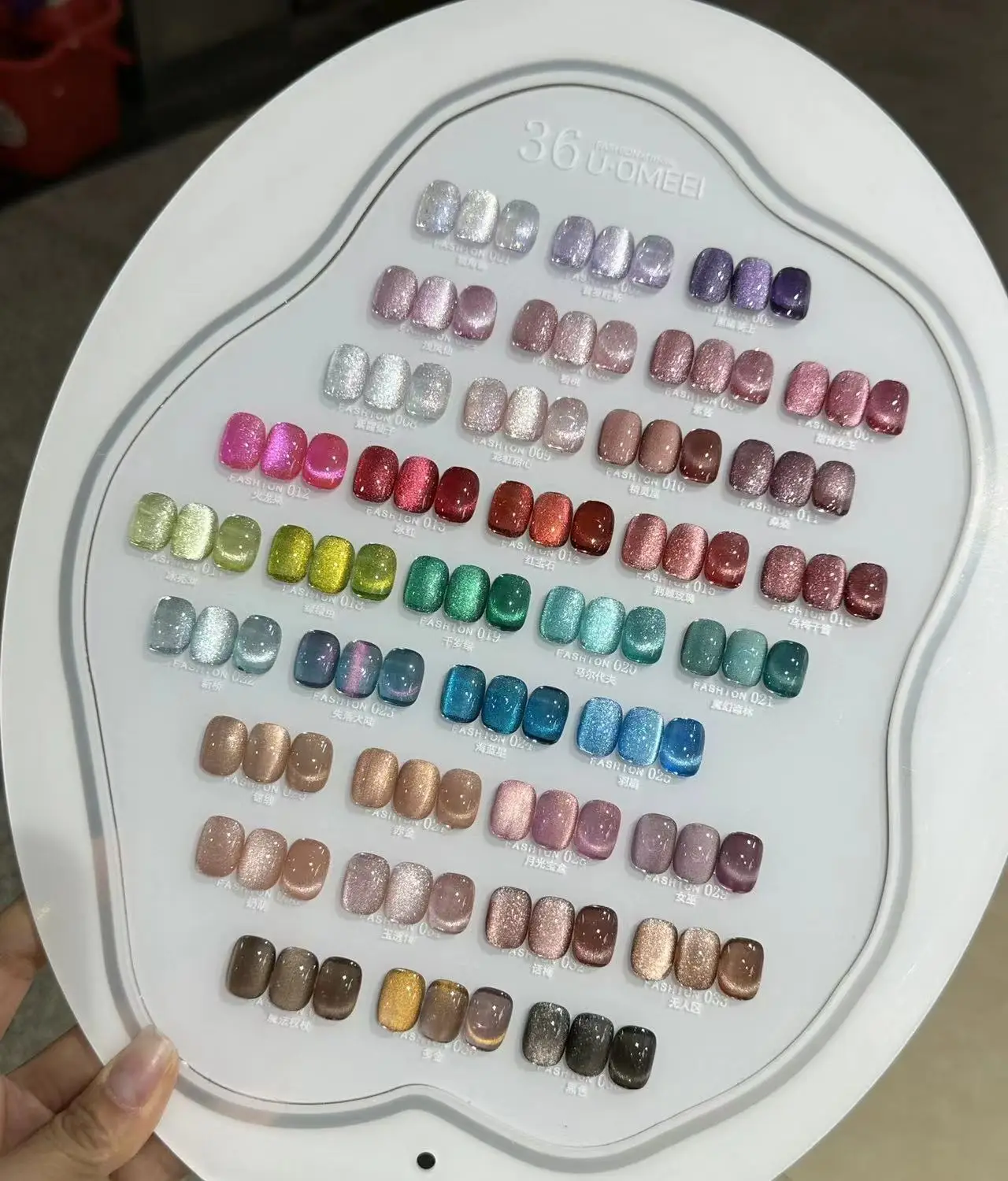 Esmalte de uñas de Gel NIKA Spar Cat Eye, 36 colores/juego con swatch redondo pintado