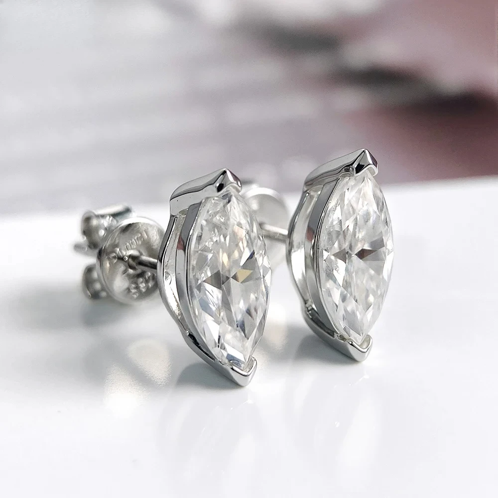 

0.3ct-1ct Marquise Cut Moissanite Earrings S925 Silver For Women S925 Silver Classic Wedding earrings Party Fine Jewelry