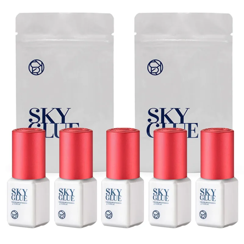 5 butelek Klej SKY do przedłużania rzęs Korea Oryginalny 5 ml Czerwony Czarny Niebieski Nakrętka Uroda Zdrowie Lash Shop Narzędzia do makijażu