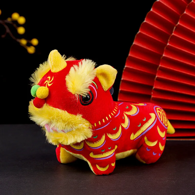 

Lion Dancing Plush Toy Decoration Company Annual Meeting Gift Dolls Red Chinese National Style Lion Crafts Wholesale