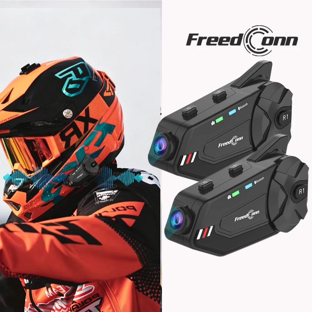 Freedconn Motorcycle Intercom Dvr Helmet Bluetooth Headset Wifi APP Speaker Headphone Motorbike Dash Cam Interphone Music Share