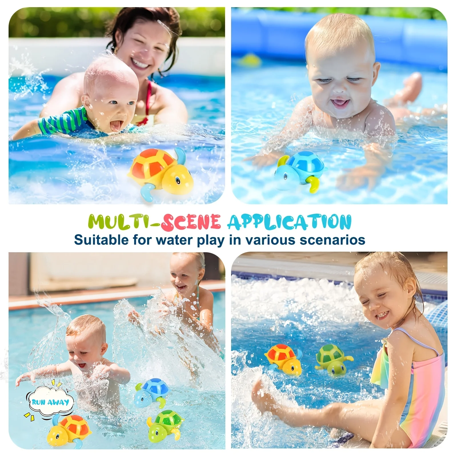3PCS Bathroom Pool Swimming Turtle, Bathing Water Play Clockwork Toy, Suitable for Youngsters Water Play,Kids Festival Gift