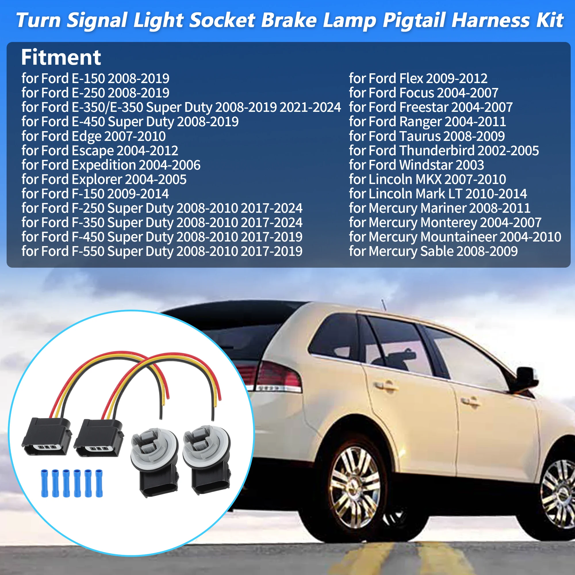 

UXCELL 2 Set Turn Signal Light Socket Brake Lamp Pigtail Harness for Ford F-150 Focus