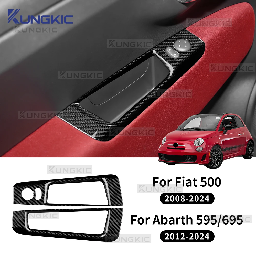 

LHD RHD Real Hard Dry Carbon Fiber Sticker For Fiat 500 Abarth 595 695 2008-2024 Car Rearview Mirror Adjustment Switch Storage