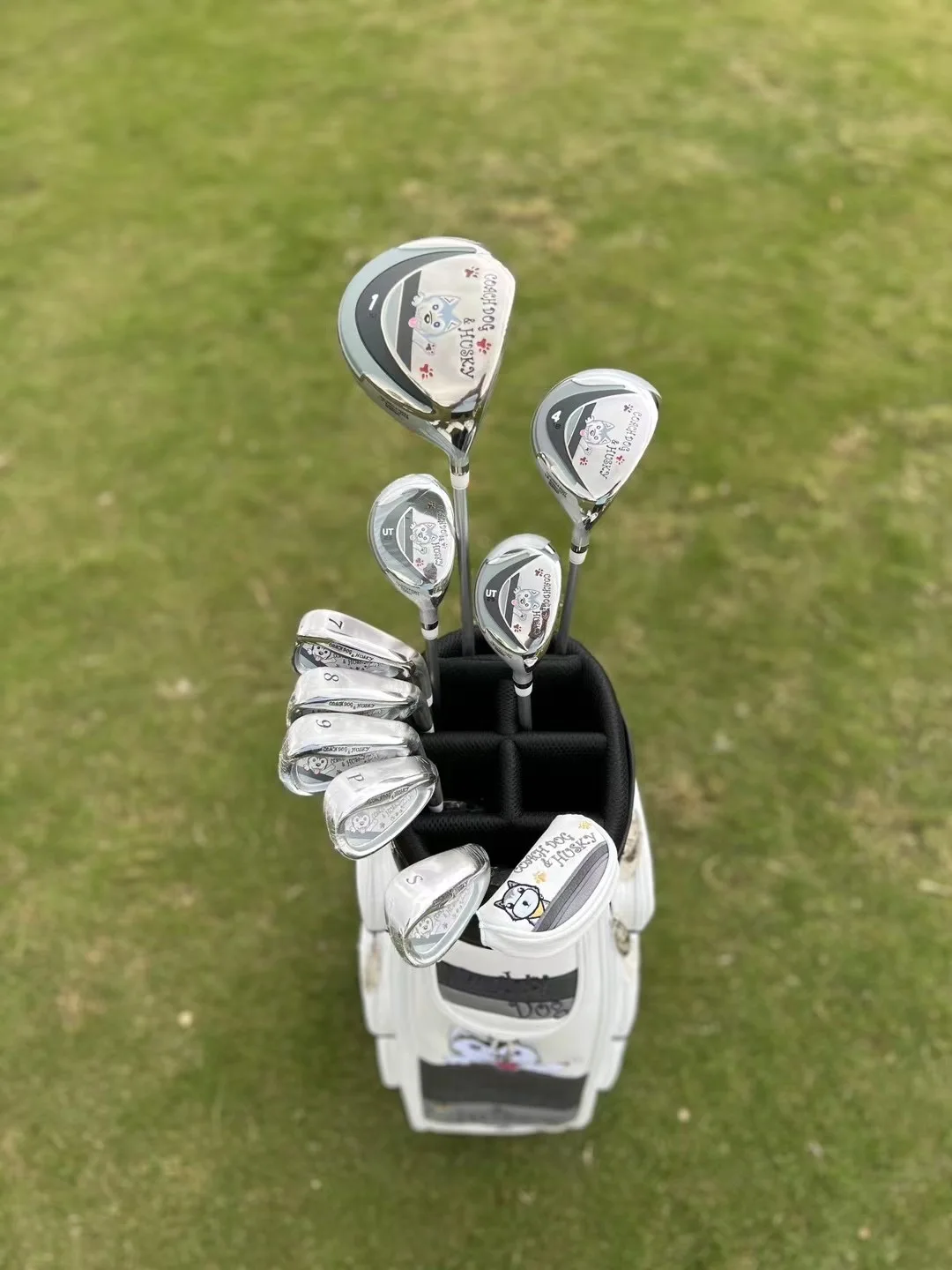 

Счастливая собака ​ ​ Мультяшный образ, гольф-клуб, женский костюм для юниоров, комплект снаряжения для гольфа, 10 клюшек, Твердость L, модный милый женский костюм