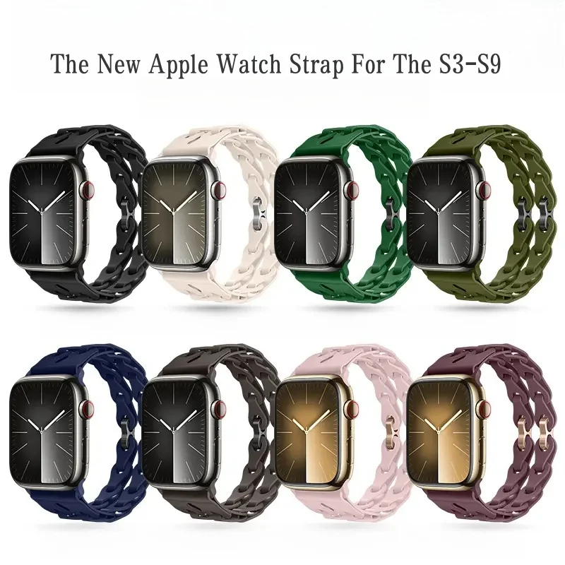 Silicone Band For Apple Watch strap 44mm 45mm 40mm 41mm 42-38mm 45 mm sport bracelet iwatch series 8 7 6 5 4 3 SE 9 Ultra 2 49mm