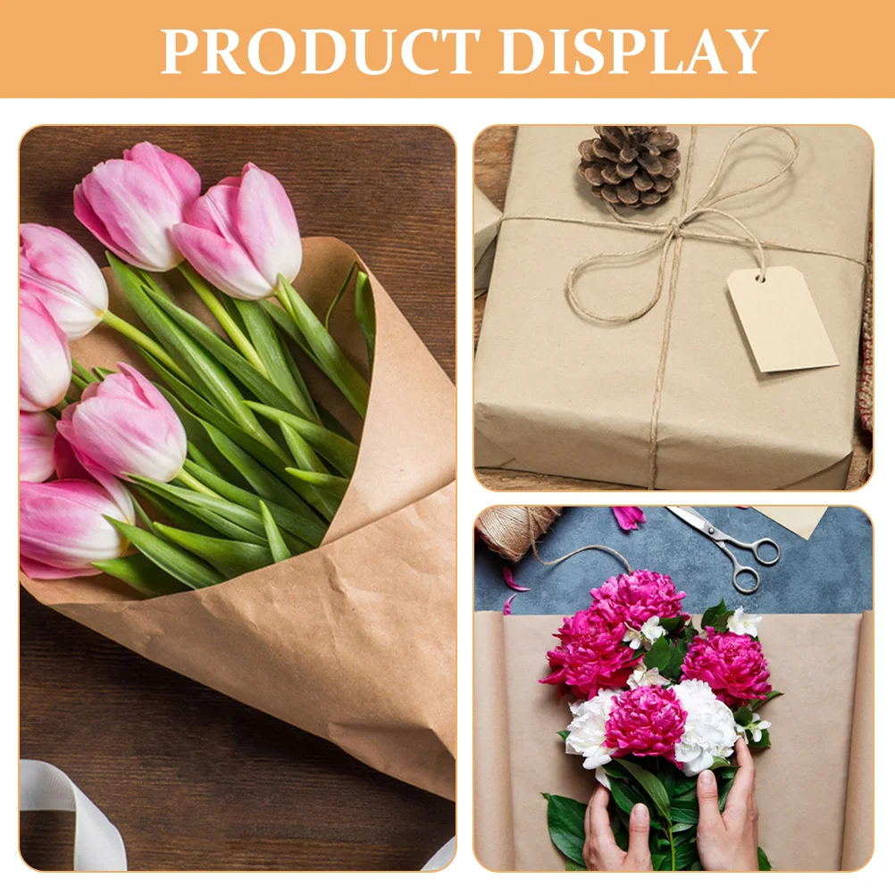 

2 Rolls Wrapping Paper Bouquet Large Packing Brown for Birthday Floral Bouquets Flower Diy Material