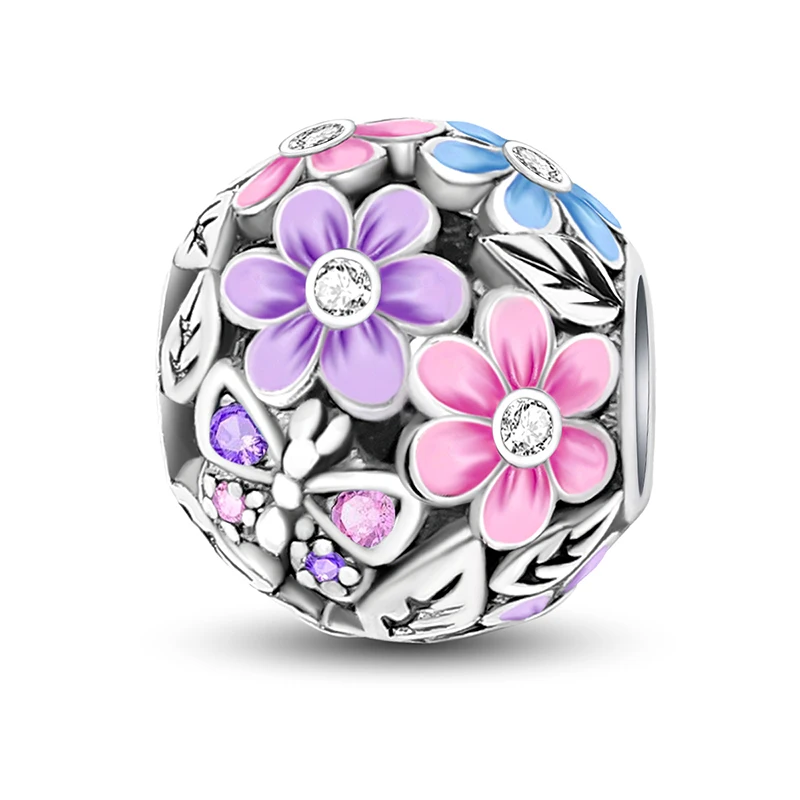 925 Sterling Silver Bow Flowers Graduation Bouquet Pendant Bead Diy Bracelet Bangle Making Gift Of High Quality Fine Jewelry