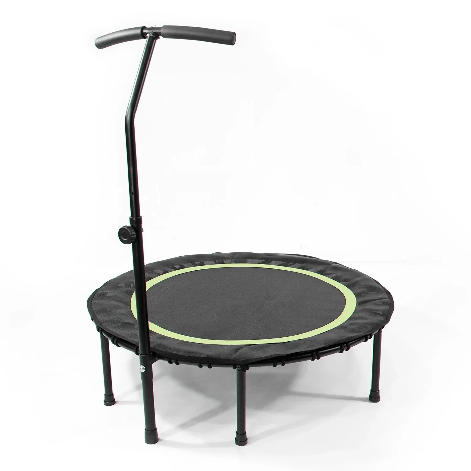 Trampoline with Adjustable Handrail Bar Folding Silent Cardio Rebounder Jumping Fitness Body Exerciser Portable Unisex