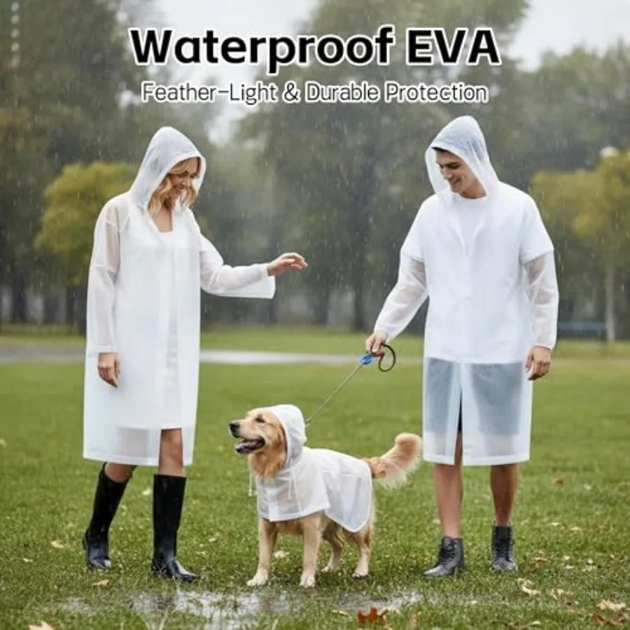 2Pack Rain Ponchos, Waterproof Drawstring Hood for Men and Women