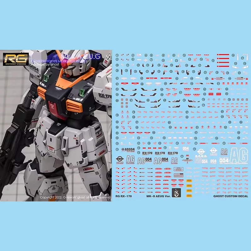 

YAN HD Fluorescent Water Slide Decals For RG RX-178 MK-II AEUG Ver. Ghost Custom Model DIY Assembly Accessories