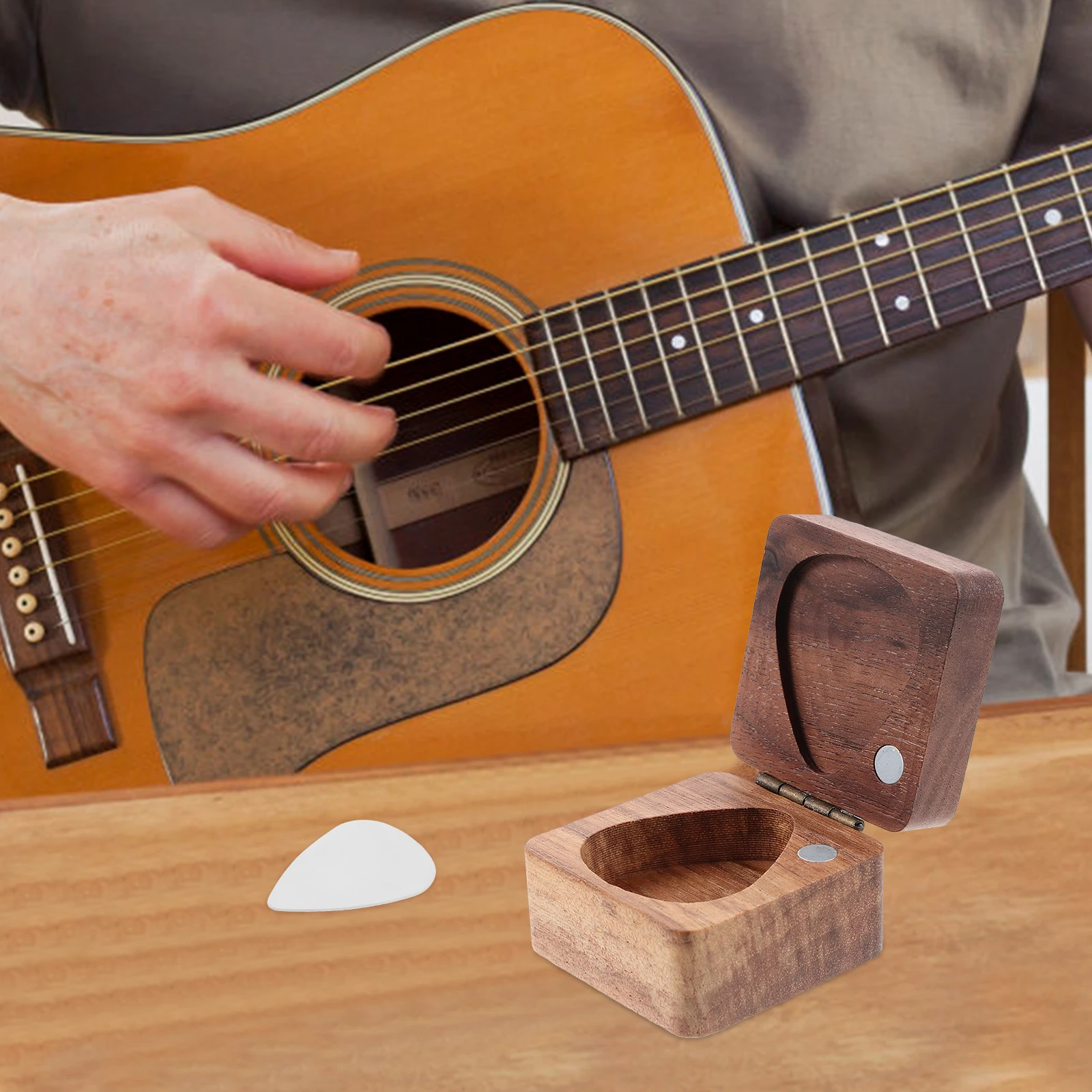 

Guitar Pick Case Picks Container Storage Organizer Ukulele Holder Holders Black Walnut