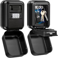 NDIN-Key Lock Box For Keys With Code, Wall Mount Waterproof 4 Digit Combination Lockbox For Home Office Garage