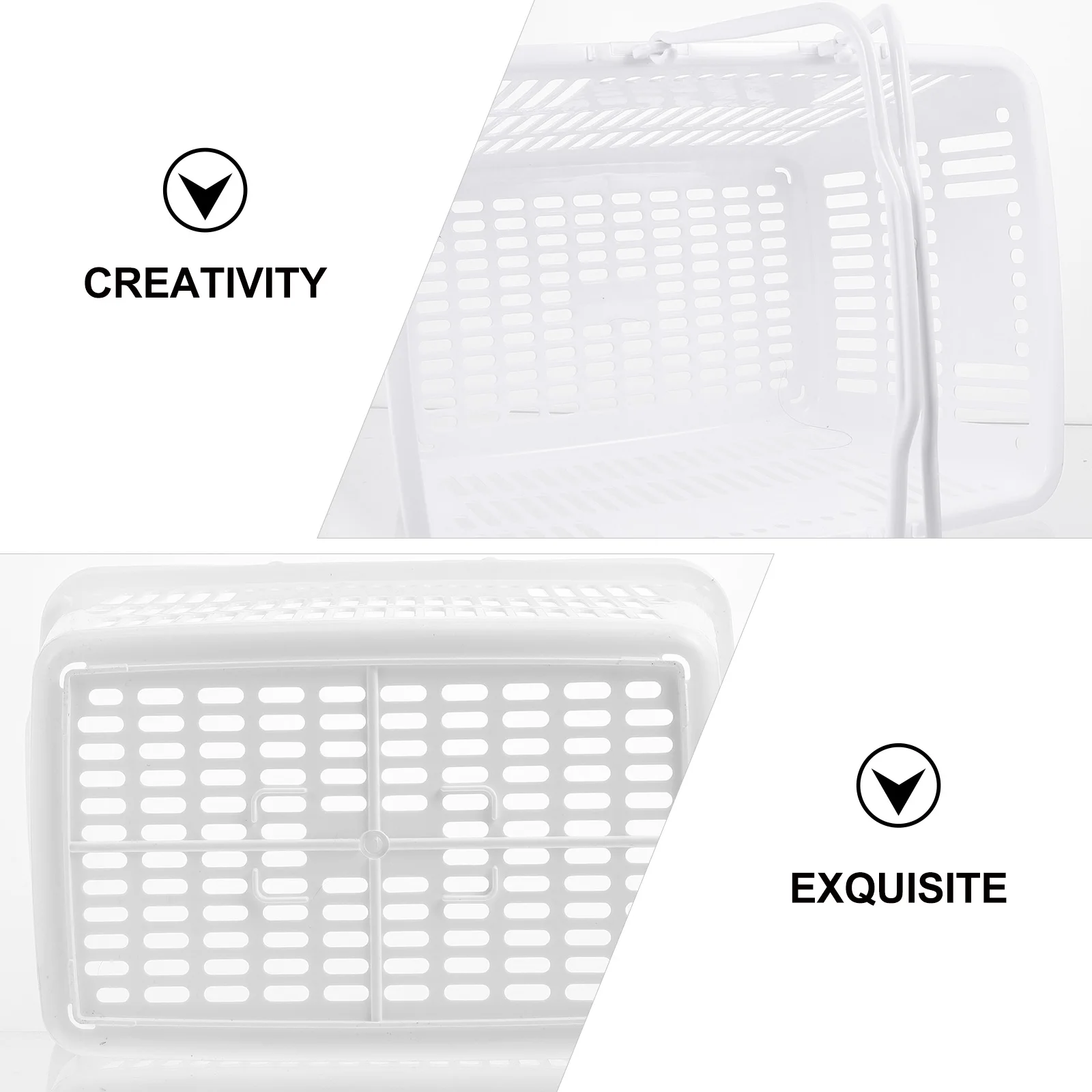 

1pc Plastic Shopping Basket With Handles Strong Bearing Corrosion Resistant Portable Storage Organizer For Kitchen Seasoning