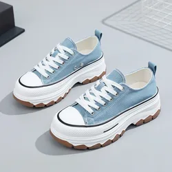 Fashion Designer Women Canvas Shoes Summer New High Platform Sneakers Female Casual Tennis Shoe Increase All-match Zapatos Mujer