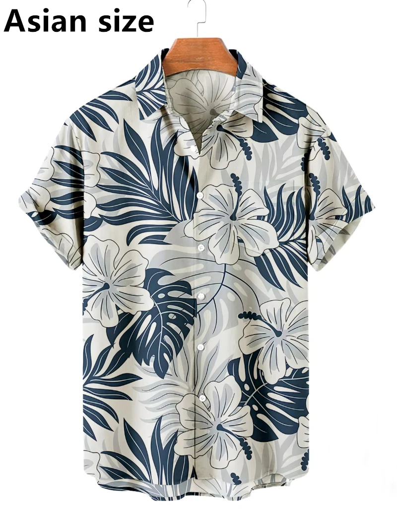 

Vintage Unisex Hawaiian Shirts 3D Print Tropical Flower Casual Vacation Short Sleeve Shirts Collar Button Up Shirt Steetwear Men