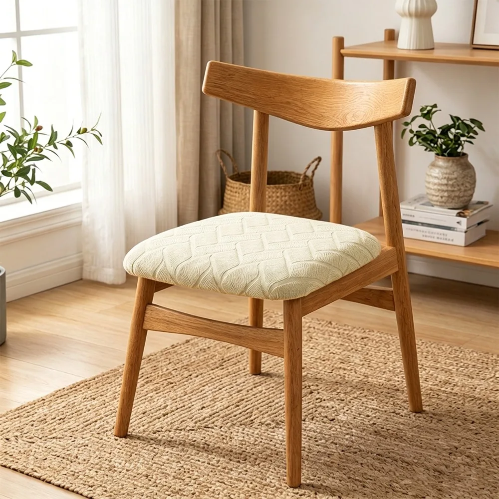 New Elastic Jacquard Chair Cover Home Dining Chair Seat Cushion Cover Dustproof Stain-Resistant Universal Chair Seat Protector