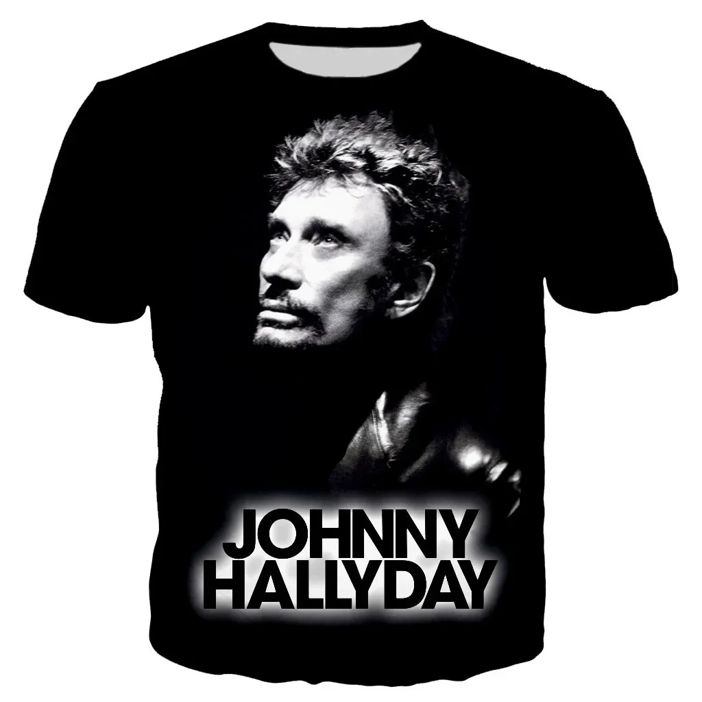 

Fashion Casual Clothing Hip Hop Harajuku T-Shirt Tops Summer New Popular Johnny Hallyday 3D Printed T-Shirt Mens Womens Rock