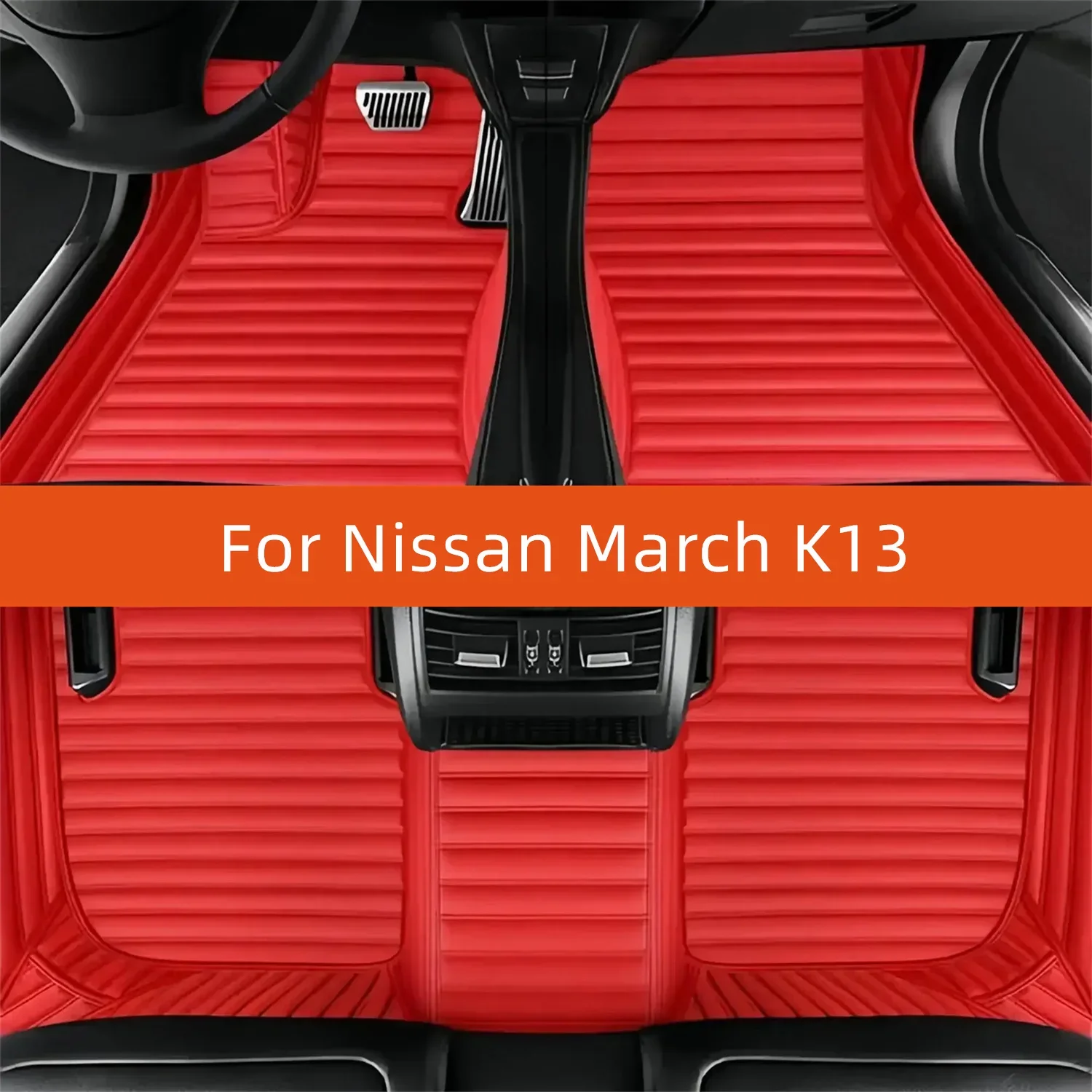 Custom Leather Car Floor Mat For Nissan March K13 2021 2022 2023 2024 2025 2026 2027 2028 Car Mat Interior