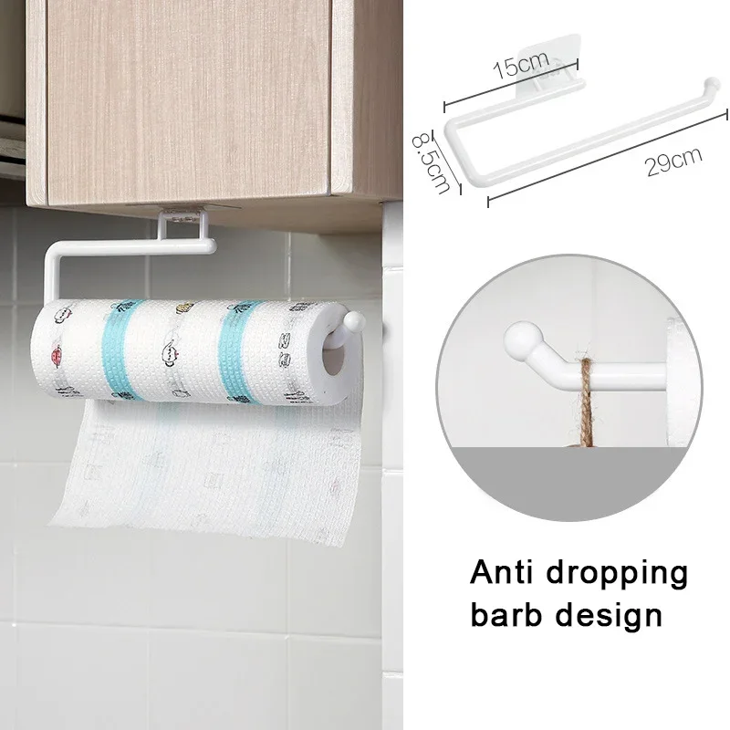 Kitchen Paper Roll Holder Towel Hanger Rack Bar Cabinet Rag Hanging Holder Shelf Toilet Paper Towel Holders for Kitchen