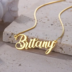 Personalized Box Chain Name Necklace Optional Font Fashion Custom Nameplate Necklace Stainless Steel Women Clavicle Jewelry