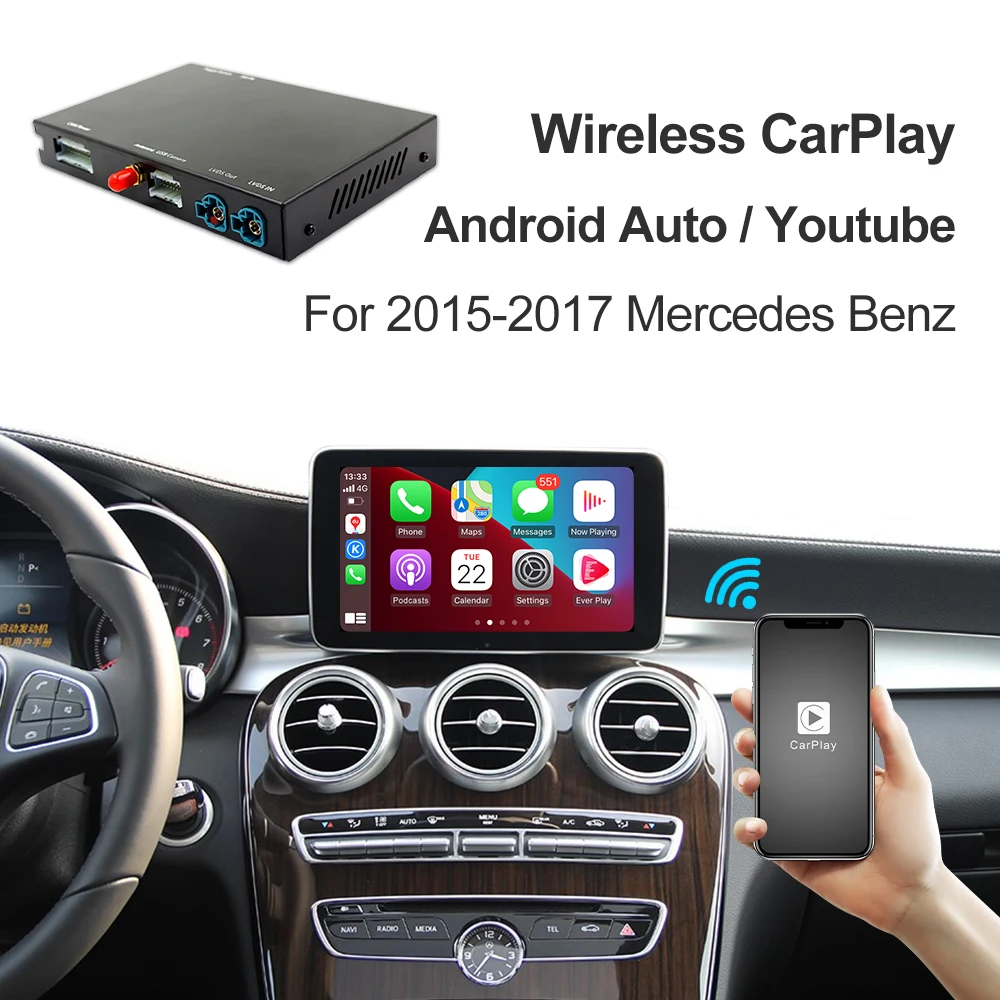 

Wireless Carplay Retrofit Kit Decoder for Mercedes Benz NTG5.0 C GLC CLA GLA Class W205 2015-2018Year Android Auto Youtube Radio