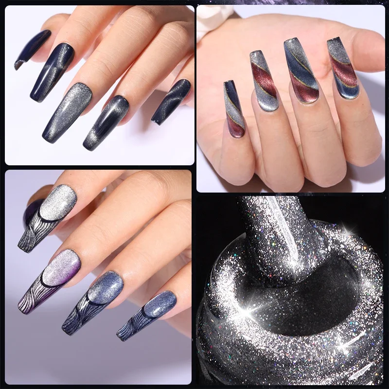 YOKEFELLOW 7ml 9D Cat Eye Gel Nail Polish Crystal Gel Semi Permanent Soak Off UV LED Gel For Nails Art Glitter Gel Varnish