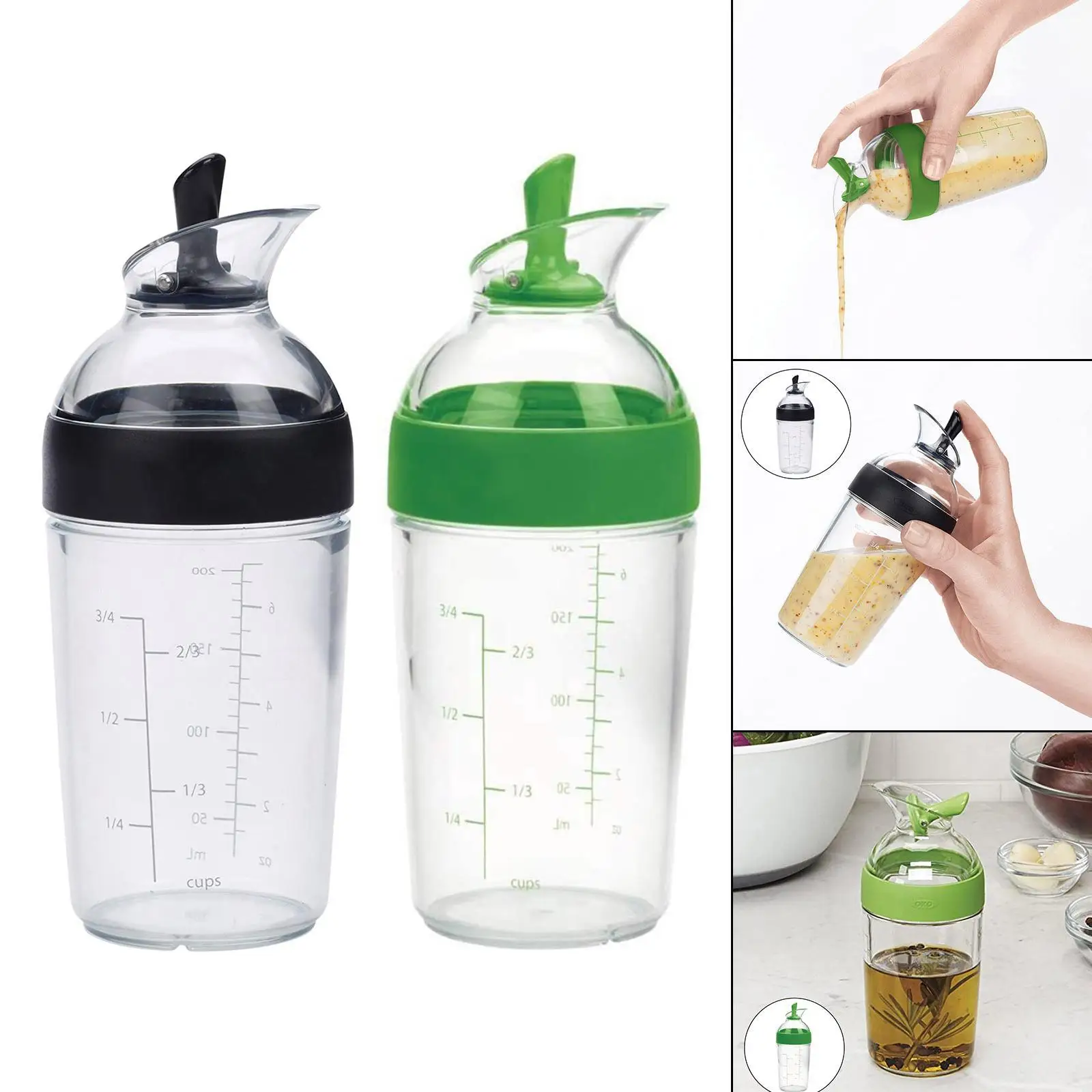 Shaker para aderezo de ensalada, recipiente para tazas, mezclador de salsas, botella mezcladora de jugo, fácil de verter