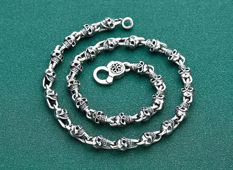 Vintage Gothic Female S925 Sterling Silver Skull Chokers Necklaces for Women Party Jewelry Accessories rebajas y envio gratis