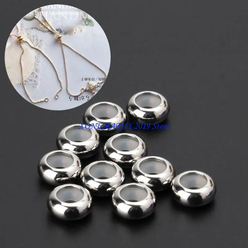 

F42F 10Pcs Stainless Steel Rubber Insert Stopper Spacer Beads for Add-a-Bead Bracelet