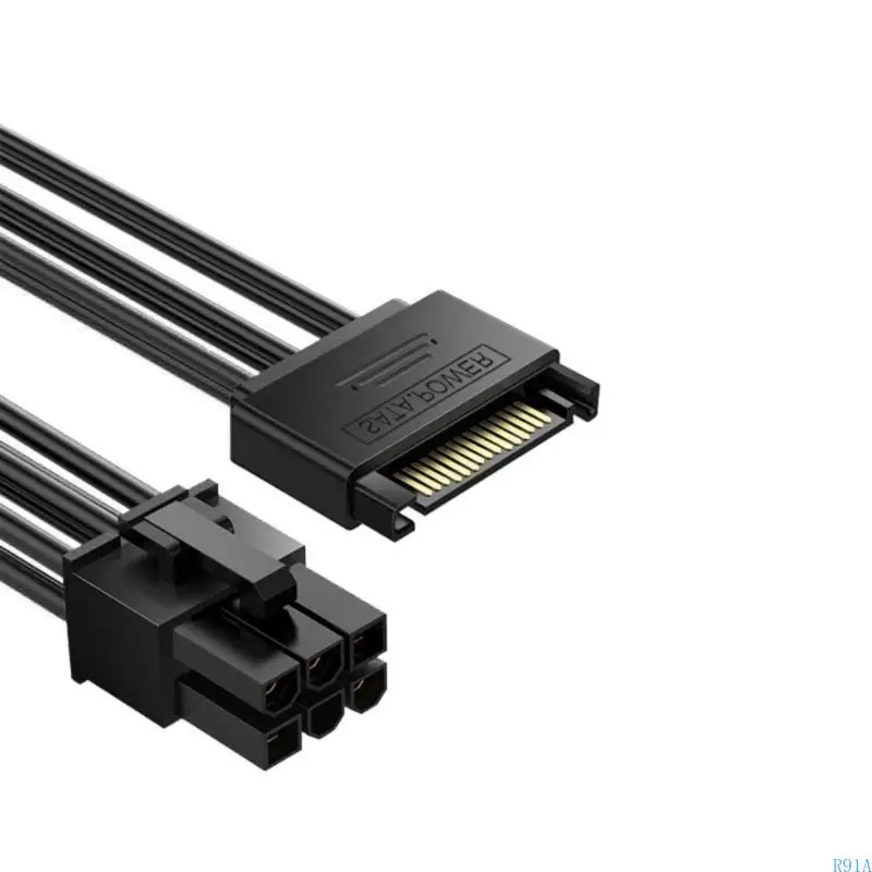 R91A SATA15PIN до 6PIN Мужских разъемов Кабель для кабеля питания GPU Power Power Power Extension Power Power Cable 7.87in