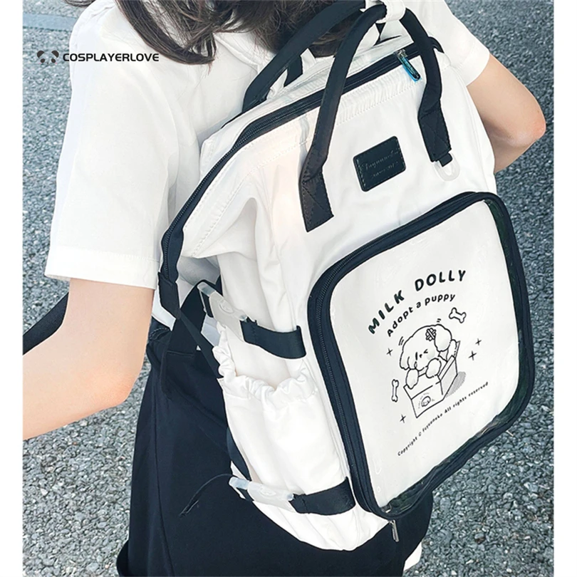 2026 Lolita Uniform Women Puppy itabag Square Leather Exterior PVC Transparent Shoulder Bag Ladies Large Capacity Backpack