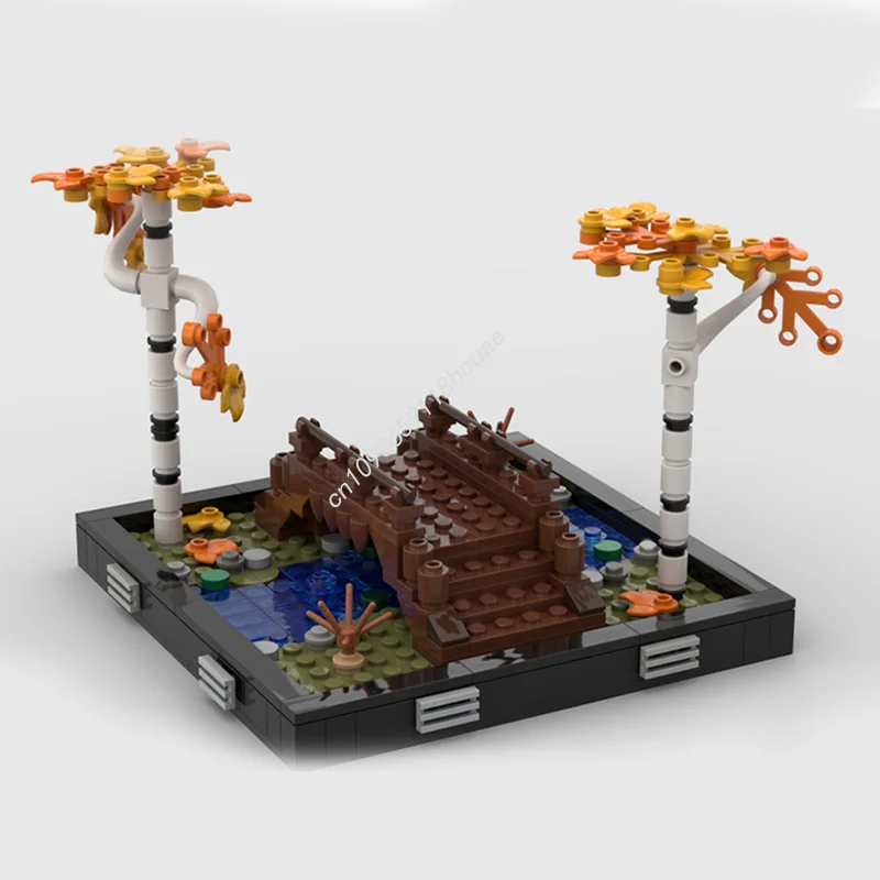 

294 шт. MOC речный мост, модель замка, строительные блоки, сборка, образование, кирпич, архитектурные игрушки, рождественские подарки