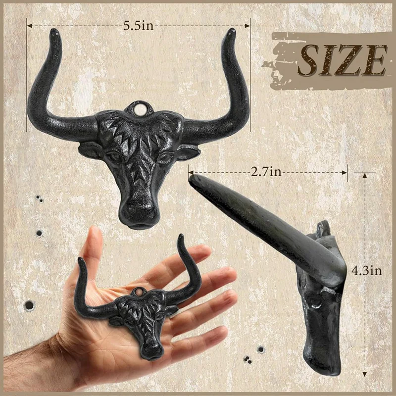 ABUL-Cowboy Hat Rack For Wall 4 Pack Modern Metal Cowboy Hat Holder Cast Iron Cowgirl Hat Hanger Western Hooks For Storage