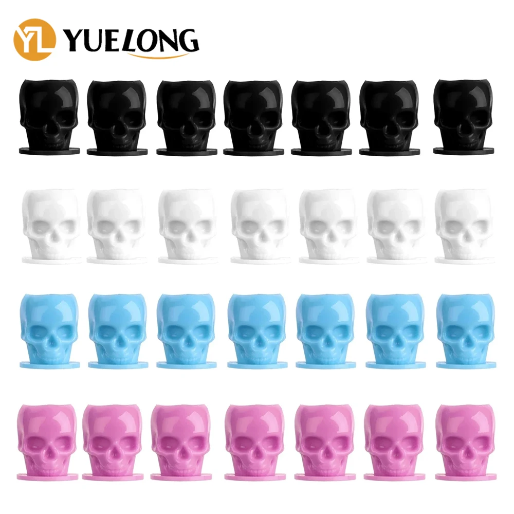 

200pcs Skull Tattoo Ink Cup Permanent Makeup Pigment Holder Container Cap Disposable Tattoo Ink Cups Accessories for Artist