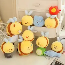 Funny Mini Bee Magnetic Keychain For Two Cute Bee Doll Keychain For Bag Pendant Plush Bee Keyrings For Friendship Couple Gifts
