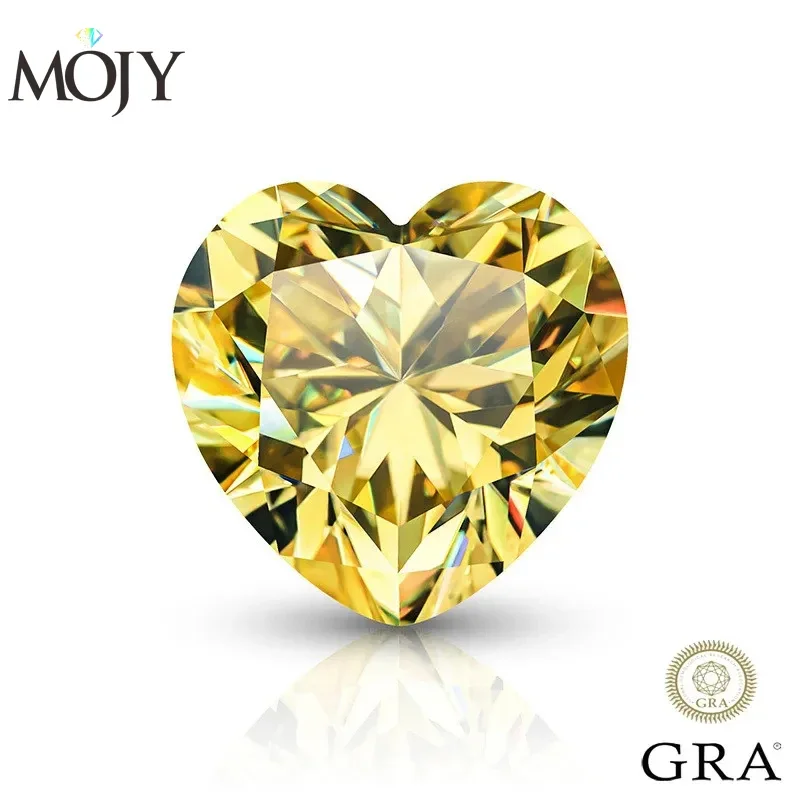 

MOJY Lemon Yellow Moissanite Stone Heart Cut 0.5~4.0ct with GRA Waist Code Diamond Gemstone Excellent for Custom Jewelry Making