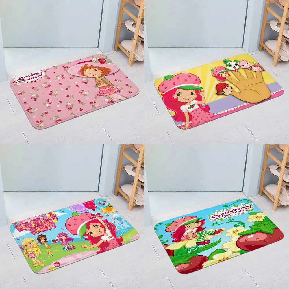 S-Strawberry-shortcakeS Girl Floor Mats Laundry Rug Carpet For Living Room Decor Lounge Area Anti-slip Foot Mat Entrance Doormat