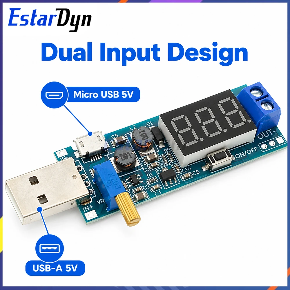 Estardyn DC-DC USB Boost Voltage Regulator Module 5V to 3.3V, 9V, 12V, 24V Desktop Power Supply Module