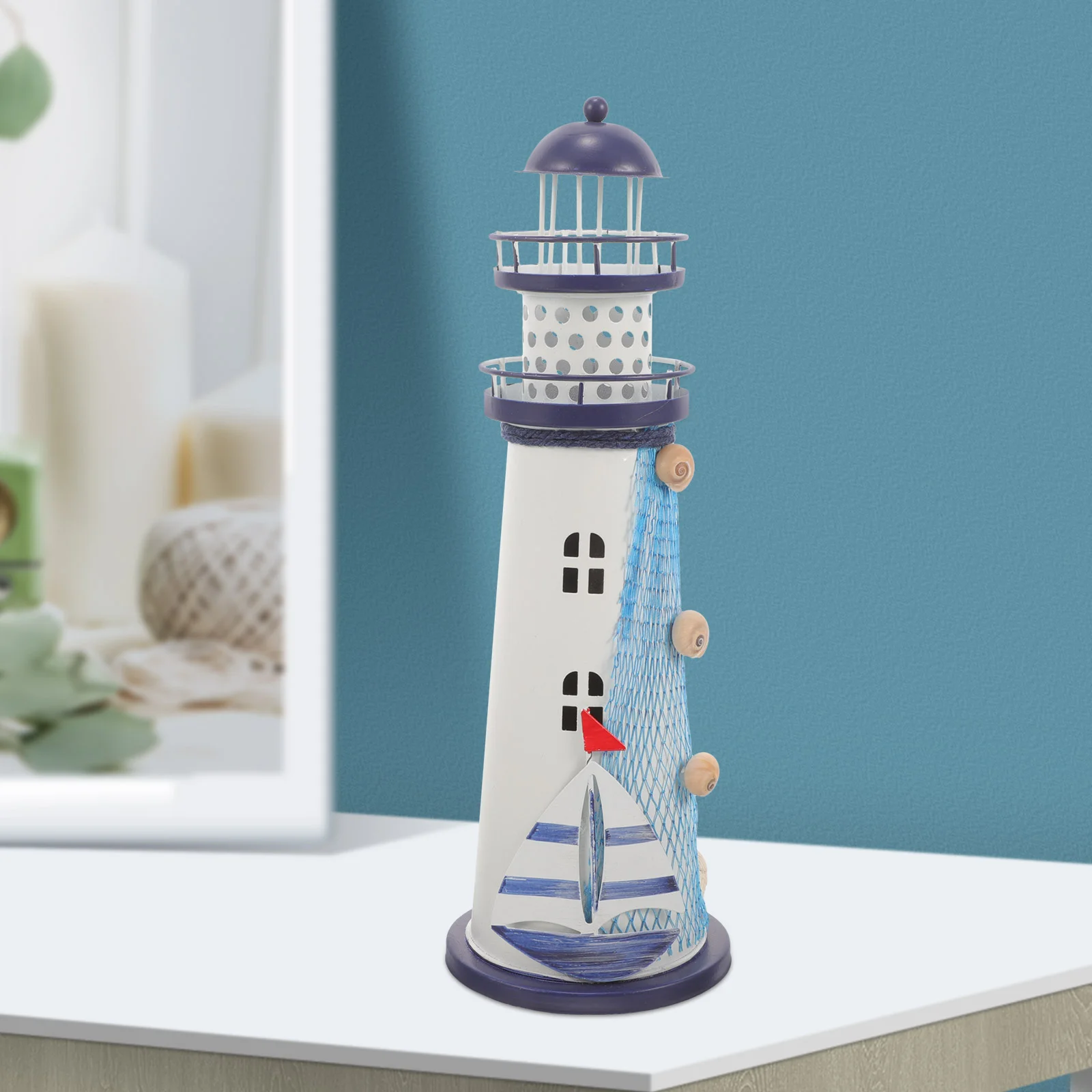 Iron Lighthouse Decoration Decorative Mar Ornaments Decorations for Home Dining Table Seaside