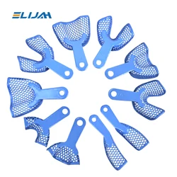 ELIJAH 2Pcs Dental Plastic-Steel Tray Teeth Trays Dental Impression Trays Dental Oral Impression Trays Mesh Shape Dentist Tools